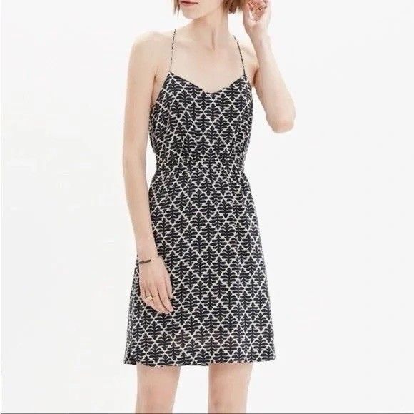 Madewell Batik Geometric Prink 100% Silk Cami Dress  6 Lightweight Breezy‎ - Picture 1 of 7